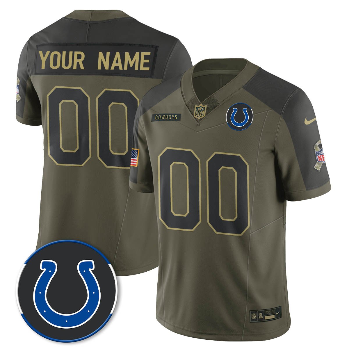 Custom Indianapolis Colts 2025 Salute to Service Limited Jersey - All Stitched