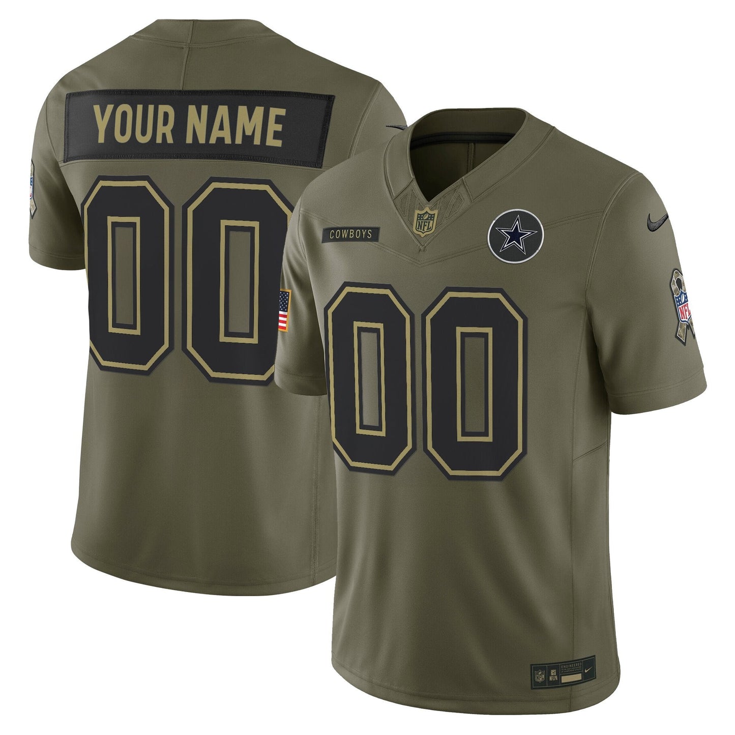 Dallas Cowboys 2025 Salute to Service Vapor Limited Custom Jersey - All Stitched
