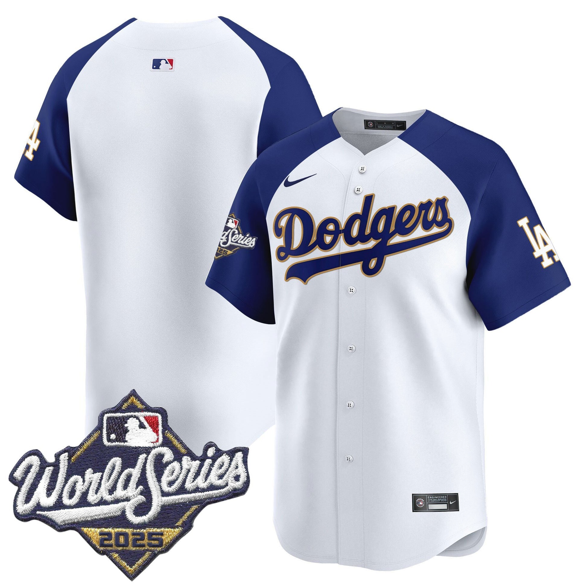 Men's Dodgers 2025 World Series Gold Trim Vapor Premier Limited Jersey - All Stitched