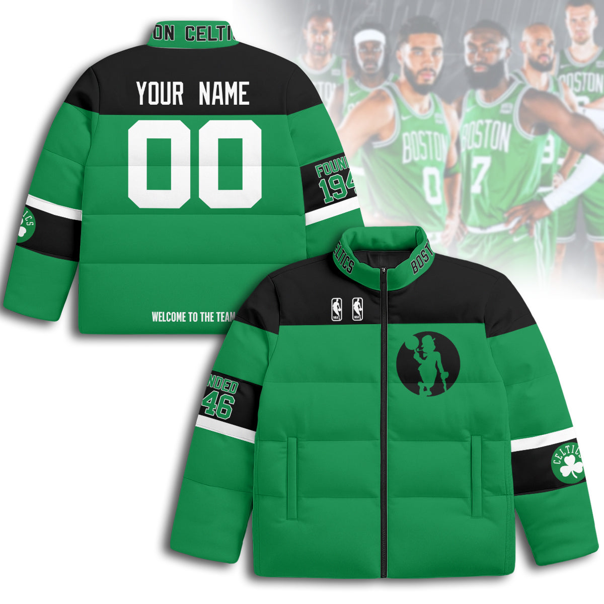 Boston Celtics Unisex Custom Puffer Jacket