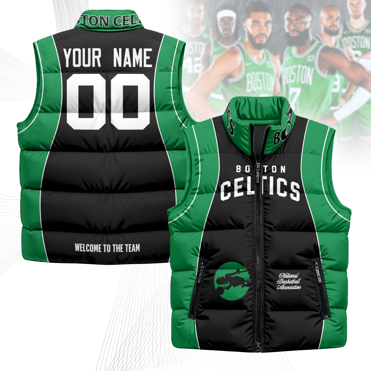 Boston Celtics Unisex Custom Puffer Vest