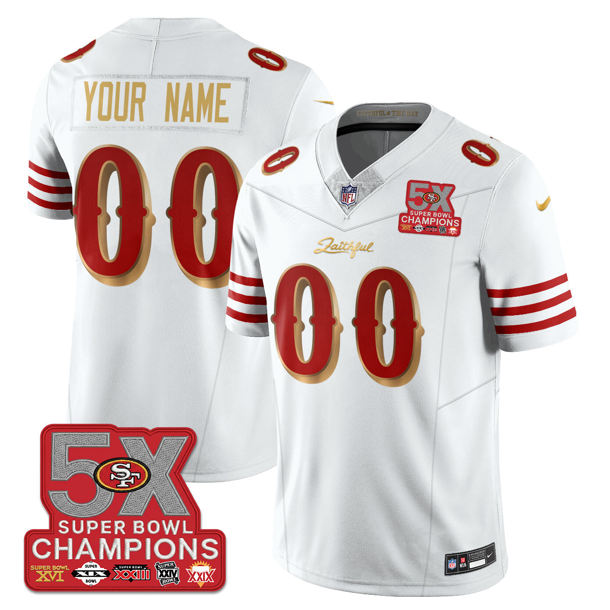 Custom SF Rivalries 5-Time Champions Patch Vapor Limited Jersey - All Stitched