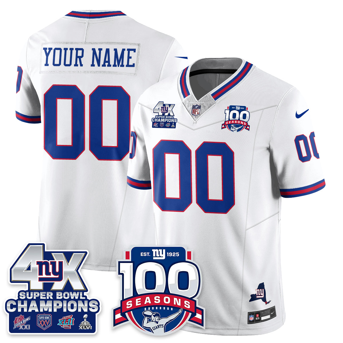 NYG 4-Time Champions Vapor Limited Jersey- 100th Season - All Stitched