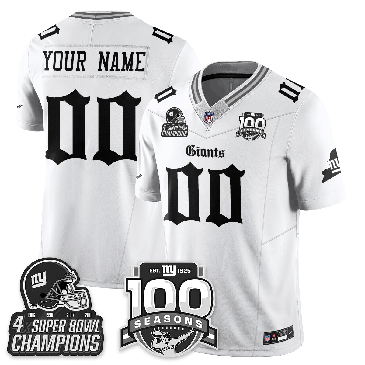 NYG 4-Time Champions Gothic Vapor Limited Jersey - 100th Seasons - All Stitched