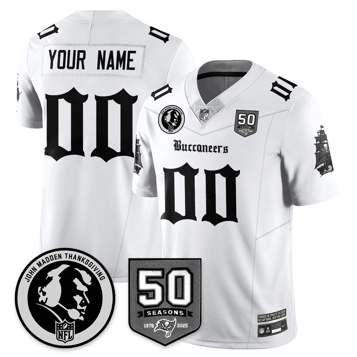 TB Gothic Vapor Limited Custom Jersey - John Madden Patch - All Stitched