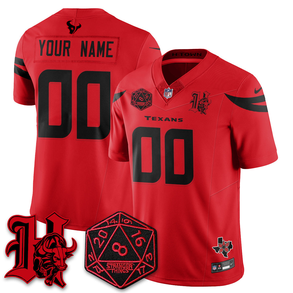 Custom HOU 'Stranger Things Edition' Vapor Limited Jersey - All Stitched