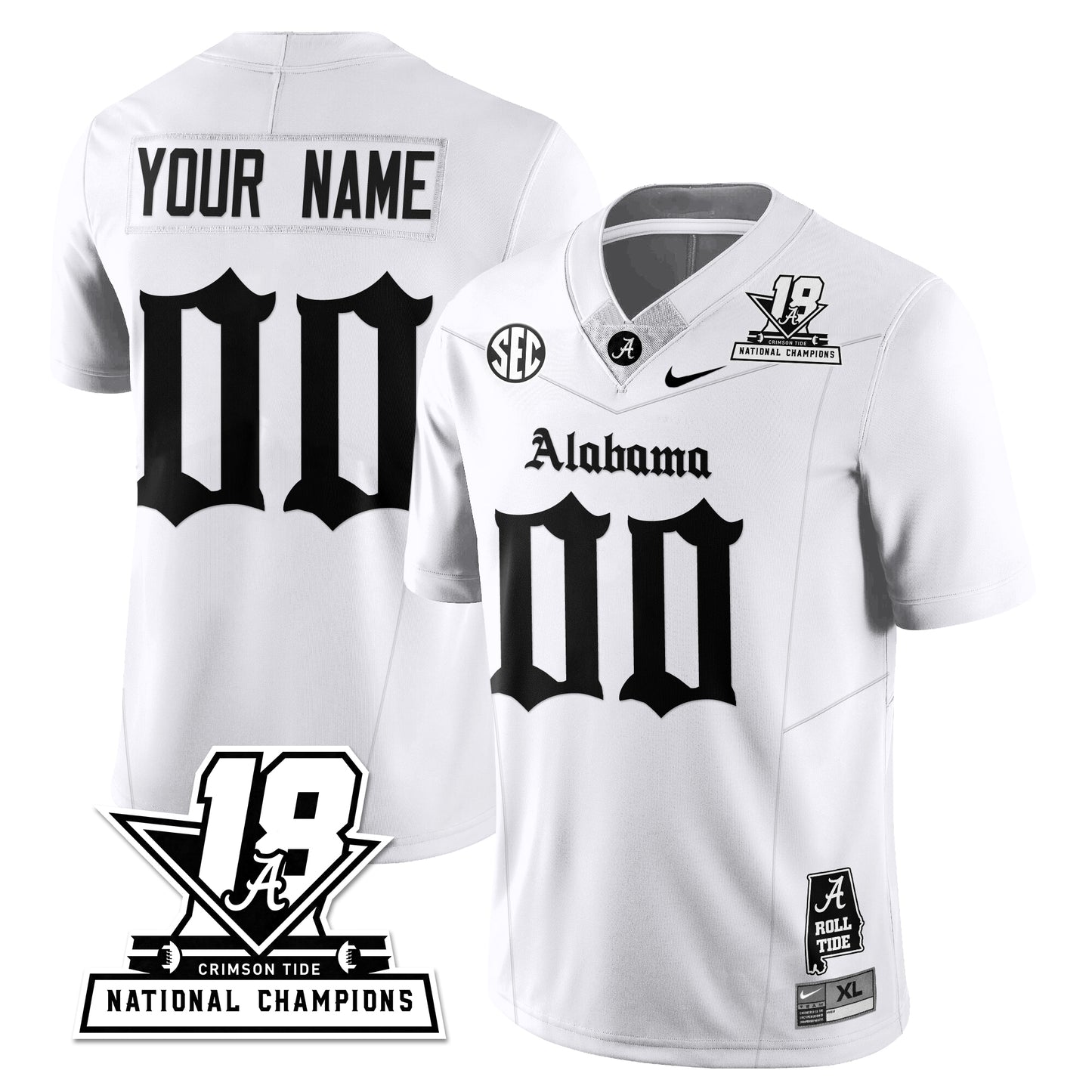 BAMA 18x-Time National Champions Gothic Vapor Limited Custom Jersey - All Stitched