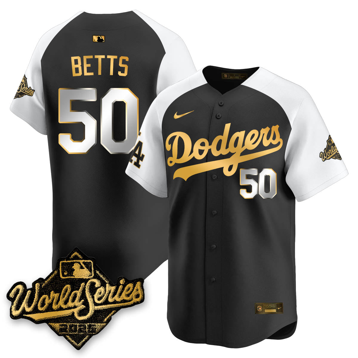Los Angeles Dodgers 2025 World Series Gold Jersey - All Stitched