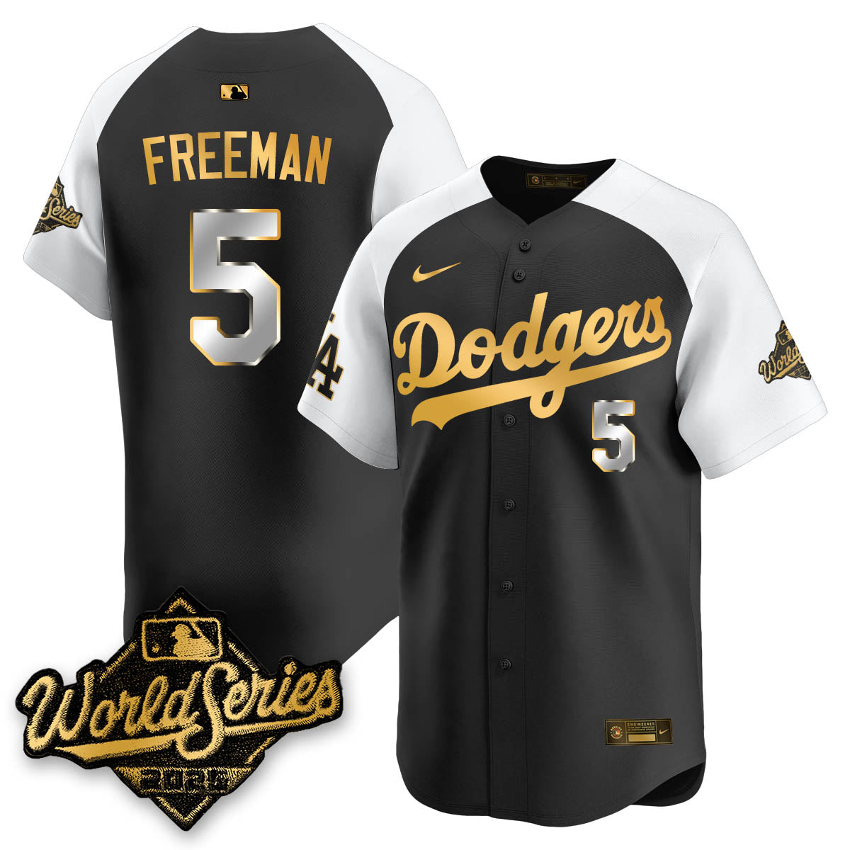 Los Angeles Dodgers 2025 World Series Gold Jersey - All Stitched