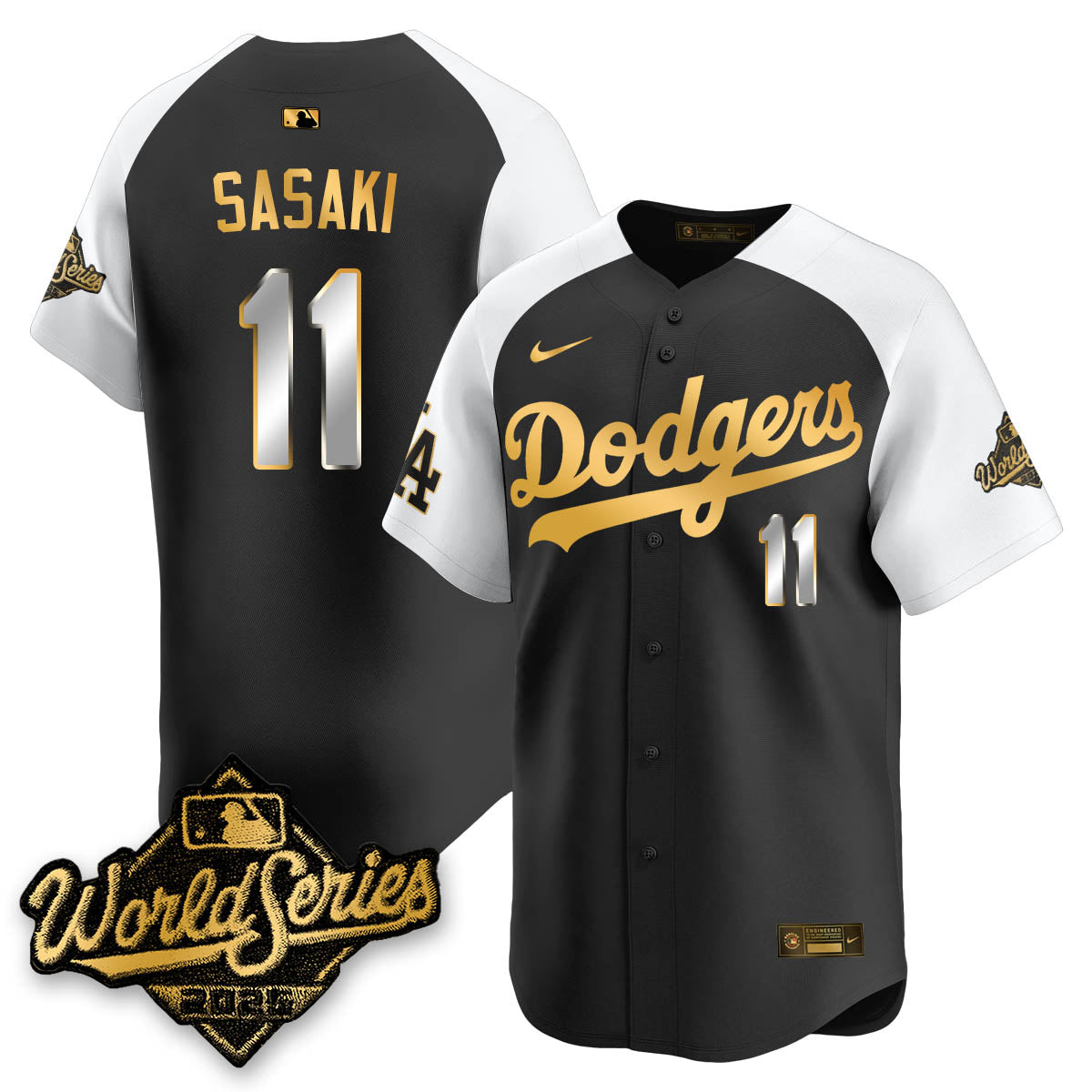 Los Angeles Dodgers 2025 World Series Gold Jersey - All Stitched