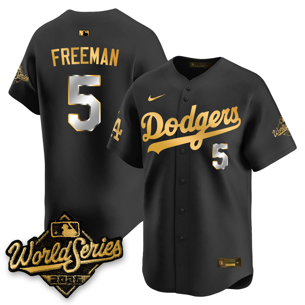 Los Angeles Dodgers 2025 World Series Gold Jersey - All Stitched