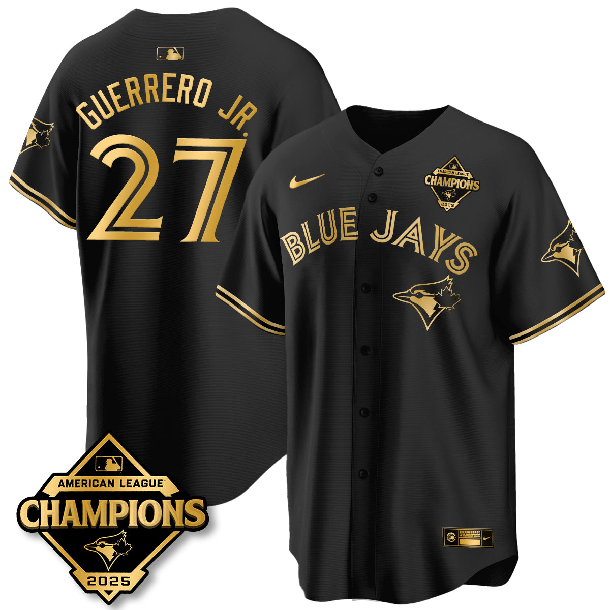 Toronto Blue Jays 2025 American League Champions Jersey - All Stitched