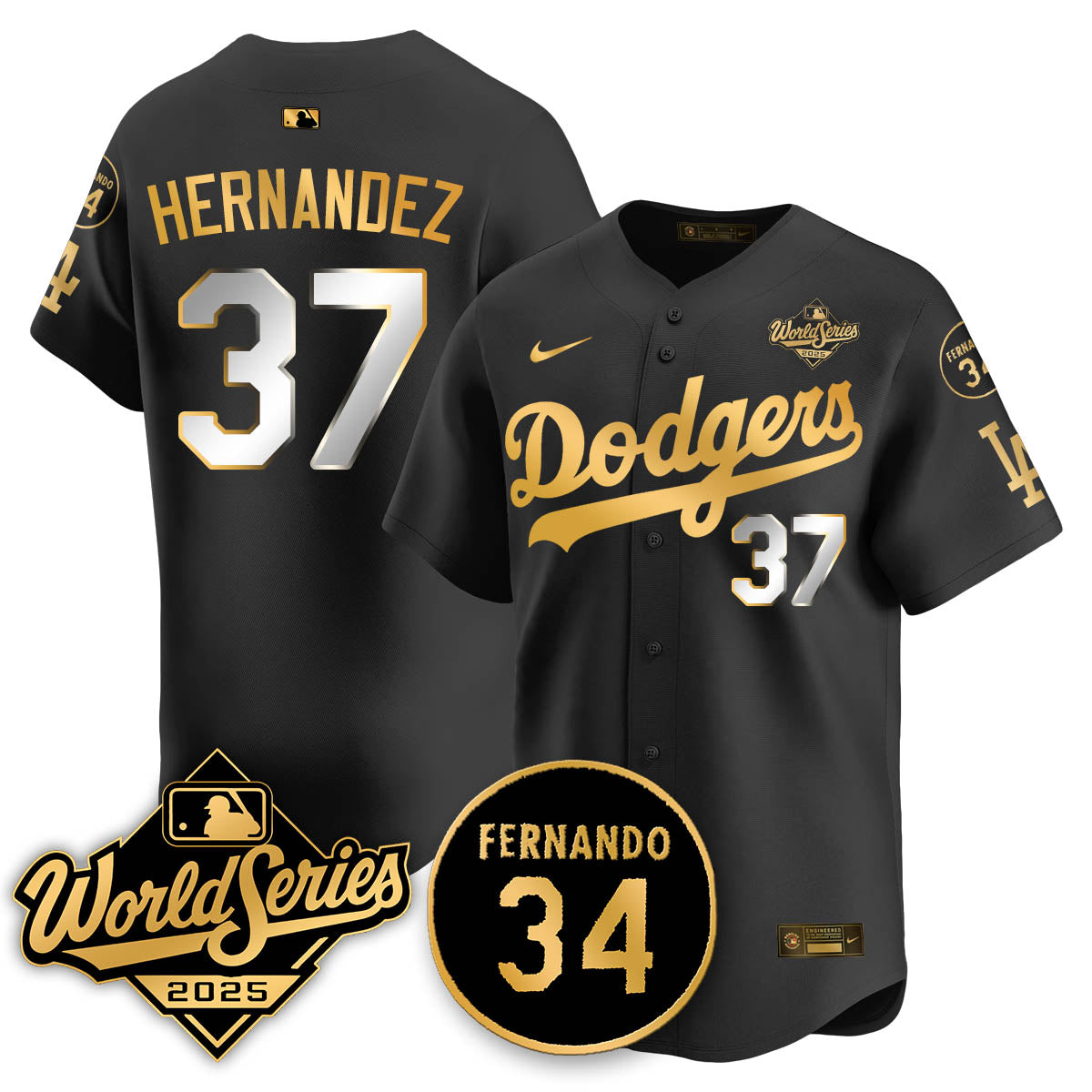 Los Angeles Dodgers 2025 National League Champions Jersey - All Stitched