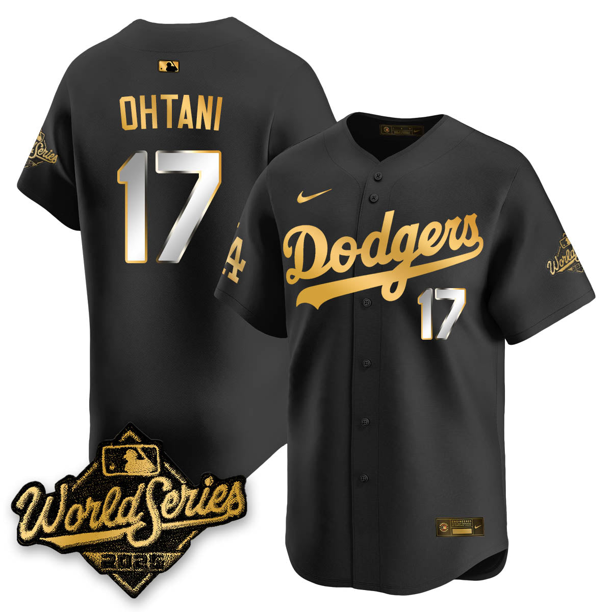 Los Angeles Dodgers 2025 World Series Gold Jersey - All Stitched