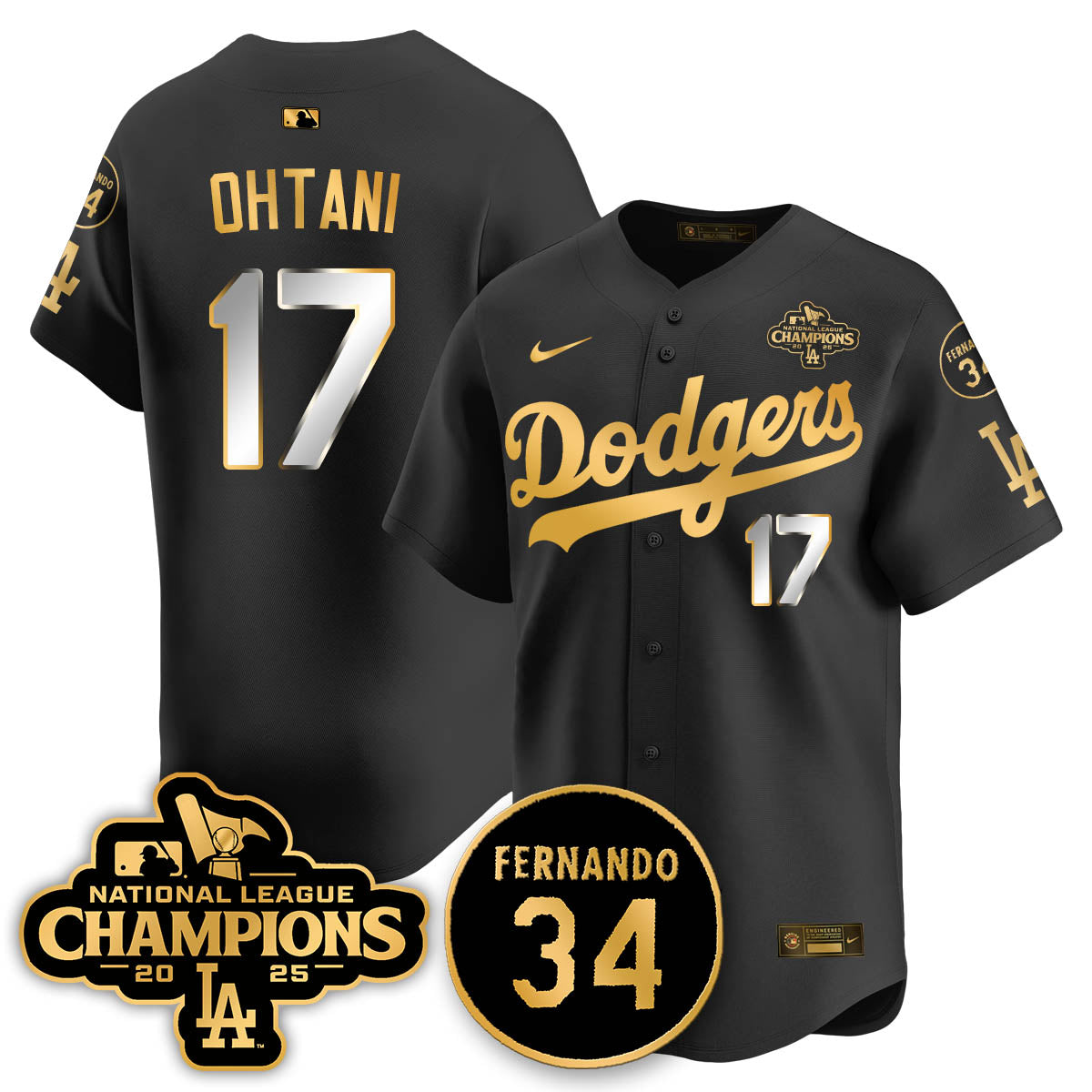 Los Angeles Dodgers 2025 NL Champions Jersey - All Stitched