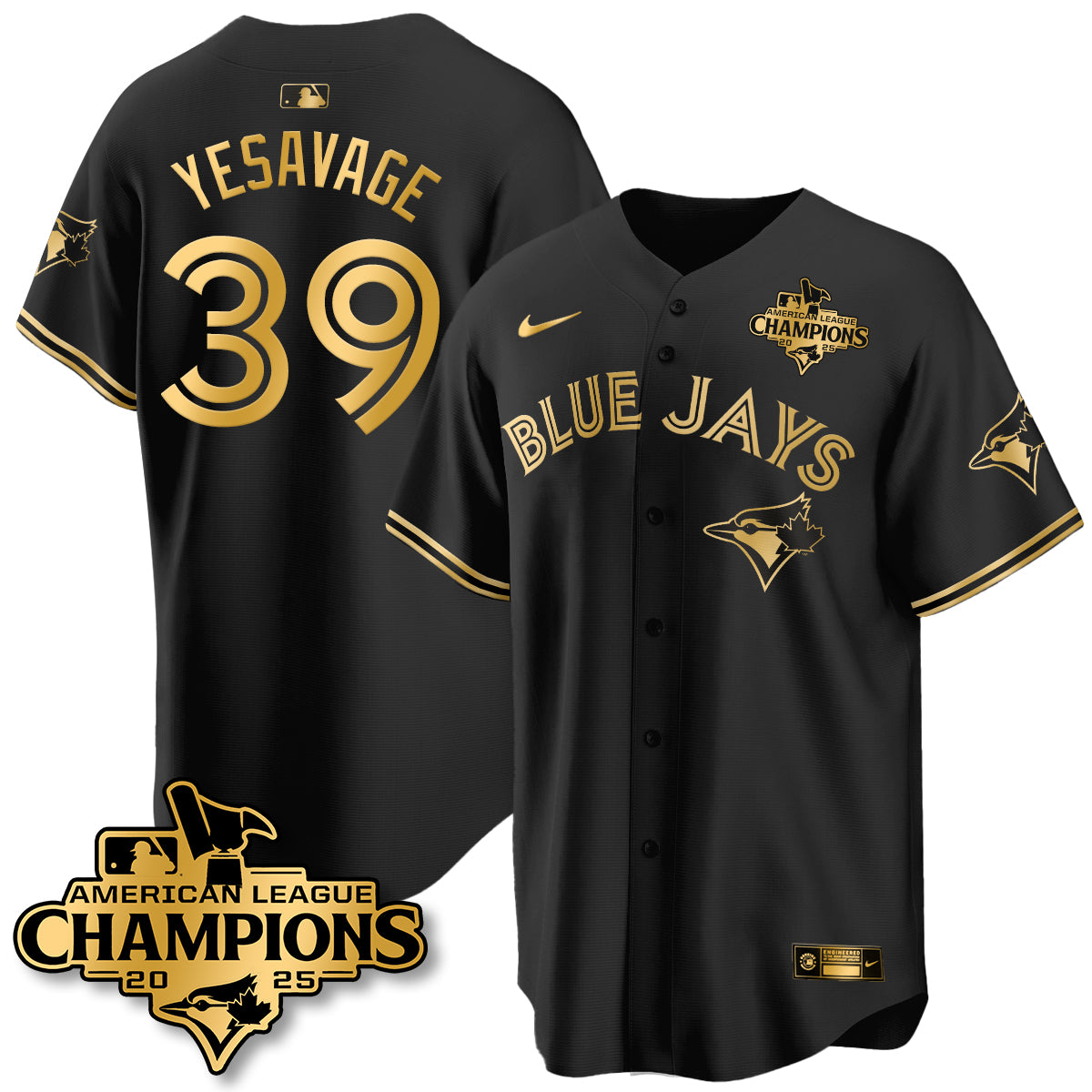 Toronto Blue Jays 2025 American League Champions Jersey - All Stitched