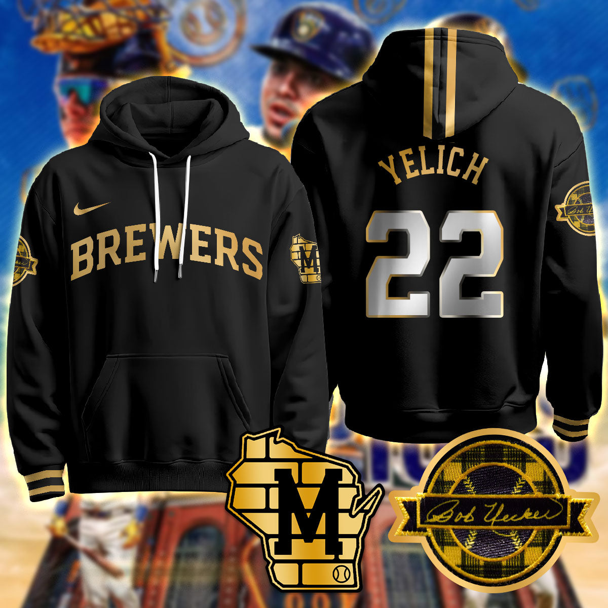 Milwaukee Brewers 2025 Limited Hoodie - Bob Uecker Patch - All Stitched