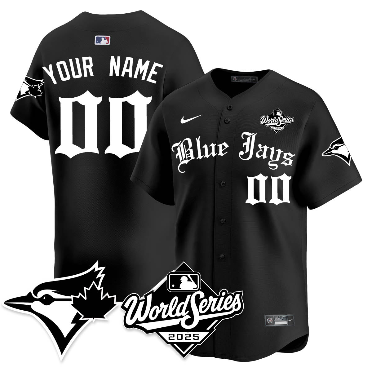 Toronto Blue Jays Gothic 2025 World Series Custom Jersey - All Stitched