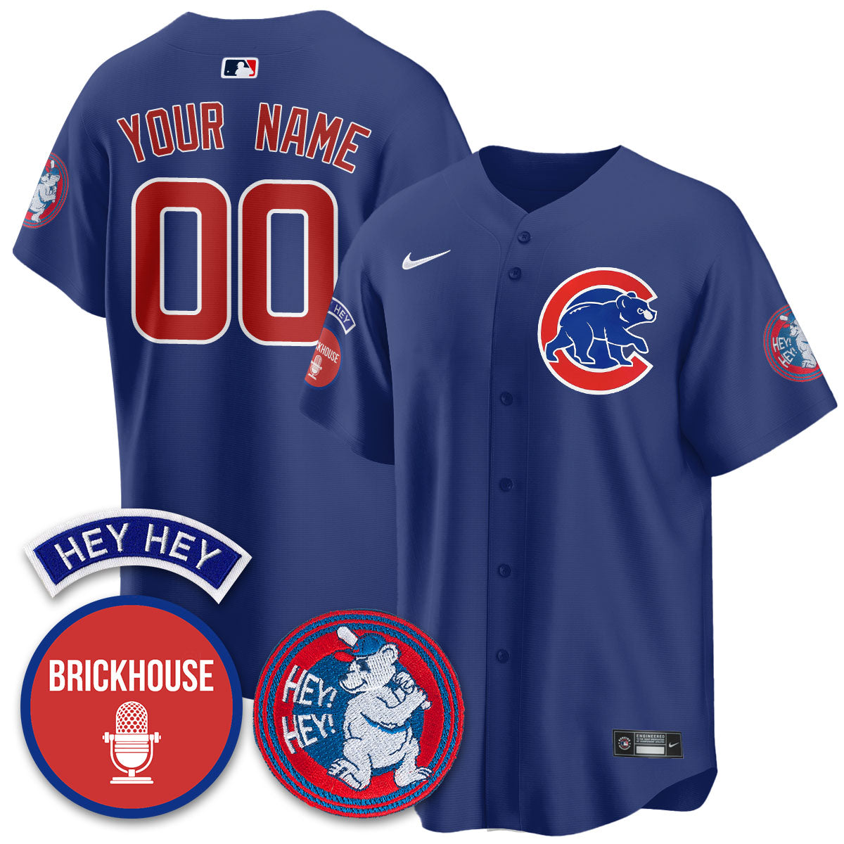Chicago Cubs Limited Custom Jersey - Jack Brickhouse "Hey Hey" Patch - All Stitched