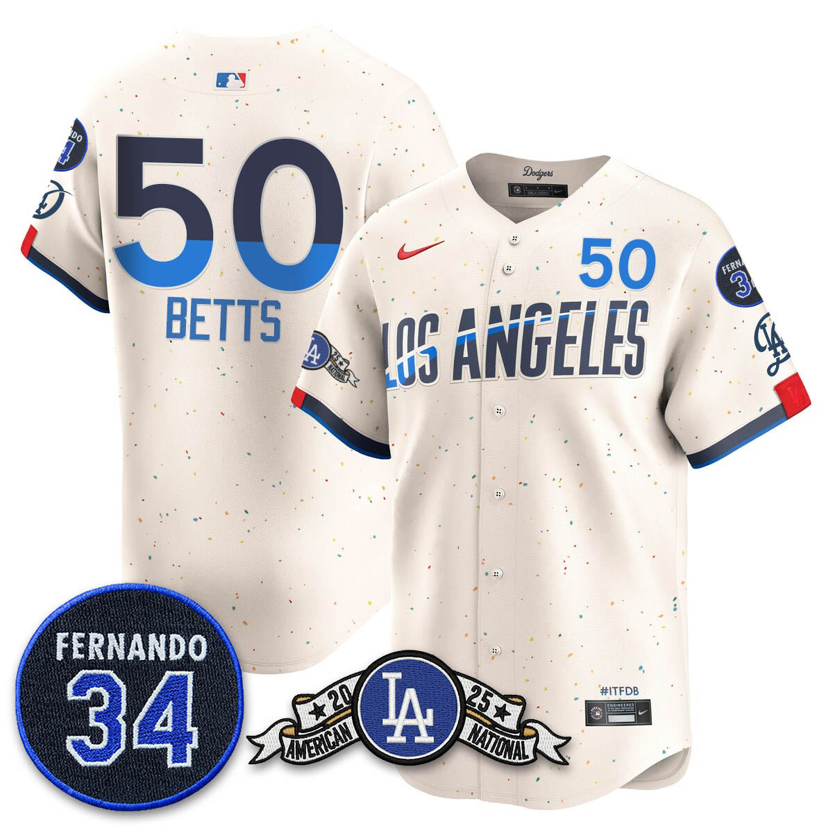 Los Angeles Dodgers 2025 National League Champions Jersey - All Stitched