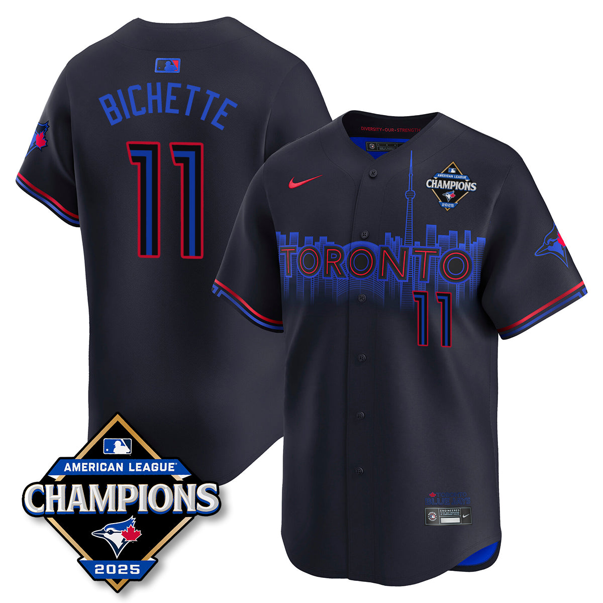 Toronto Blue Jays 2025 American League Champions Jersey - All Stitched