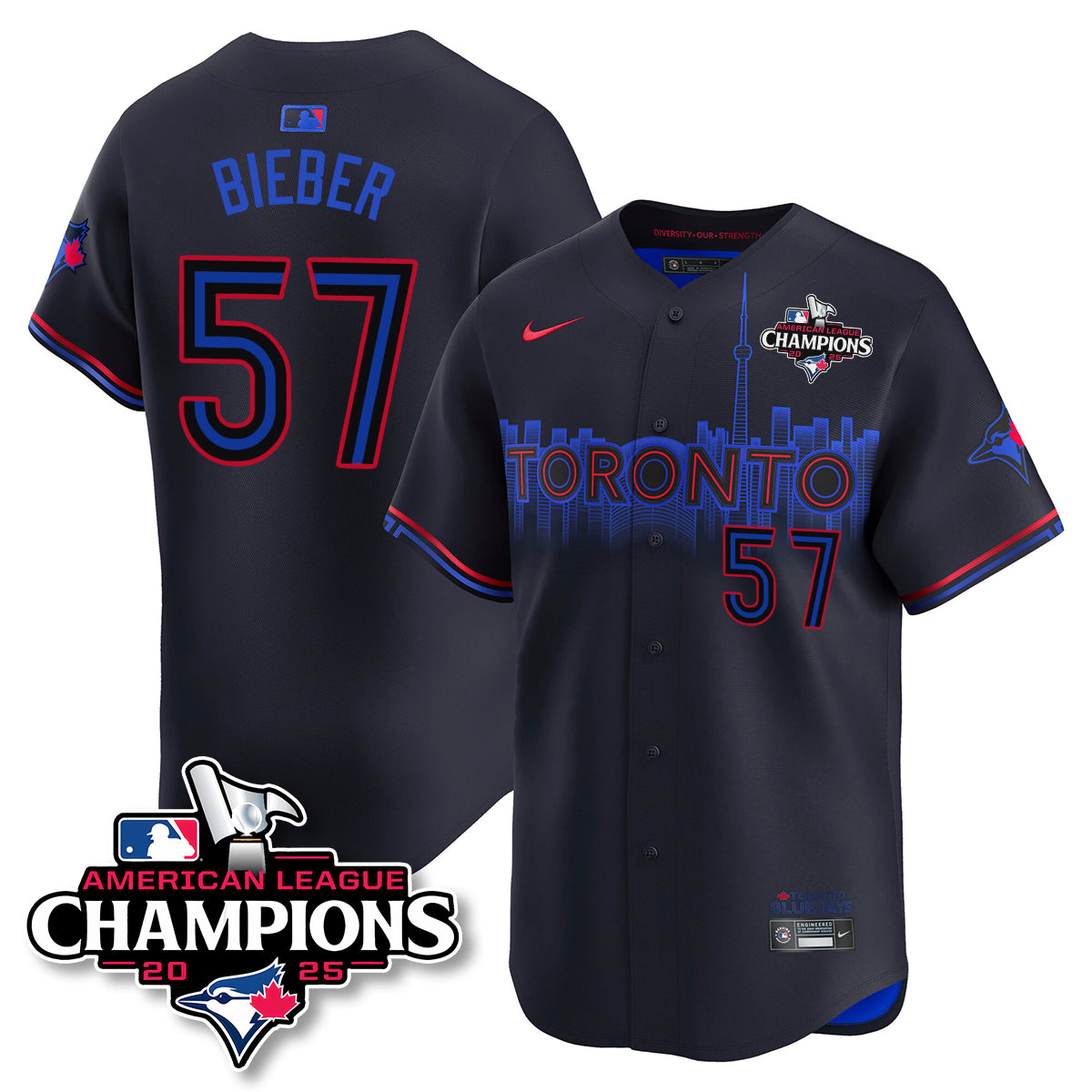 Toronto Blue Jays 2025 American League Champions Jersey - All Stitched