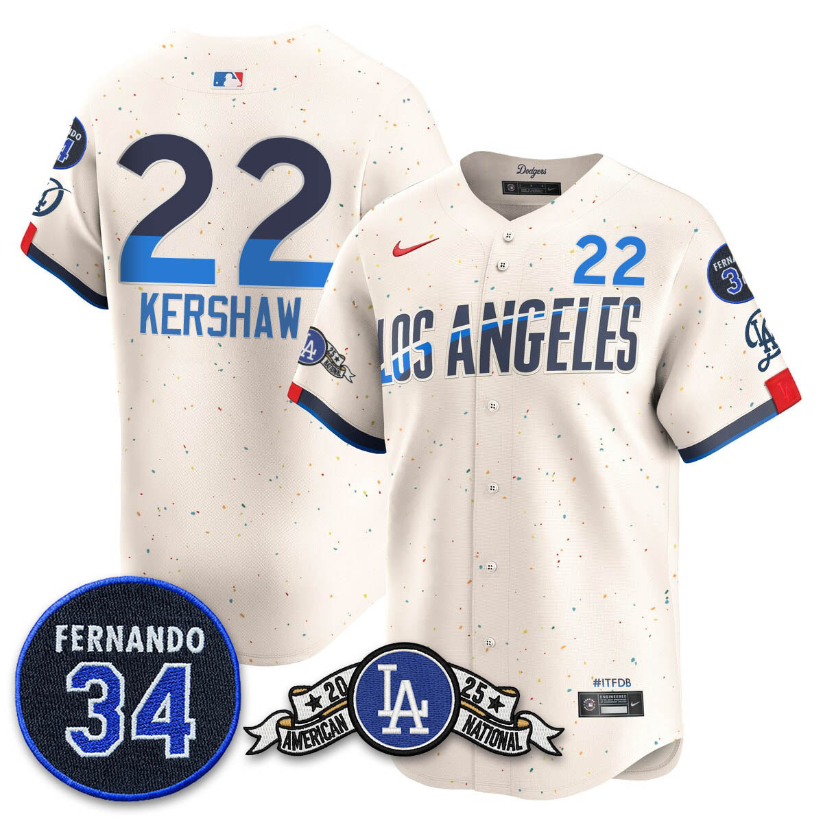 Los Angeles Dodgers 2025 National League Champions Jersey - All Stitched