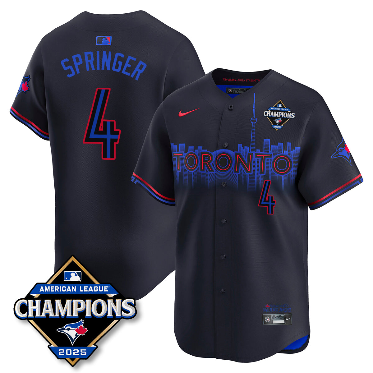 Toronto Blue Jays 2025 American League Champions Jersey - All Stitched