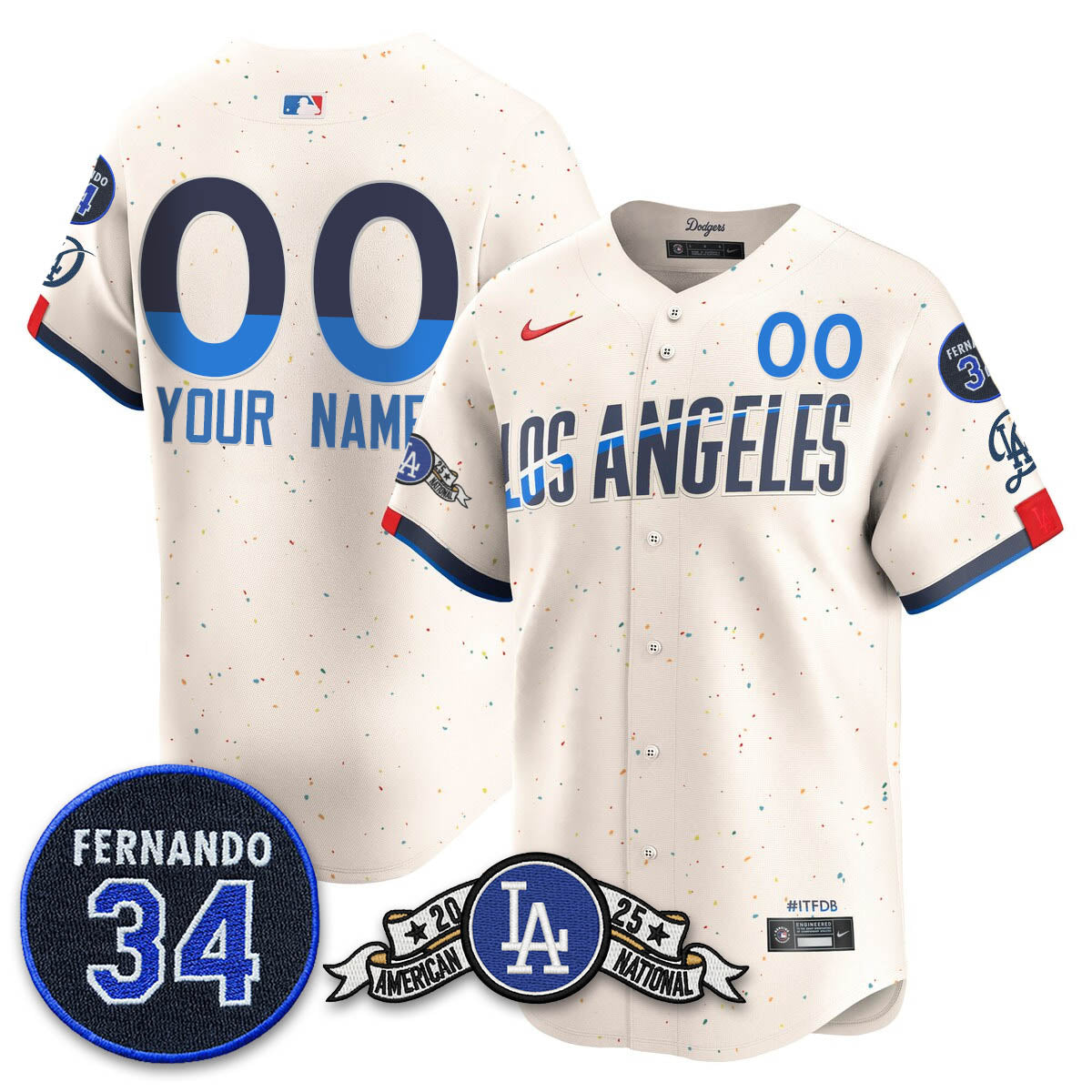 Los Angeles Dodgers 2025 National League Champions Custom Jersey - All Stitched