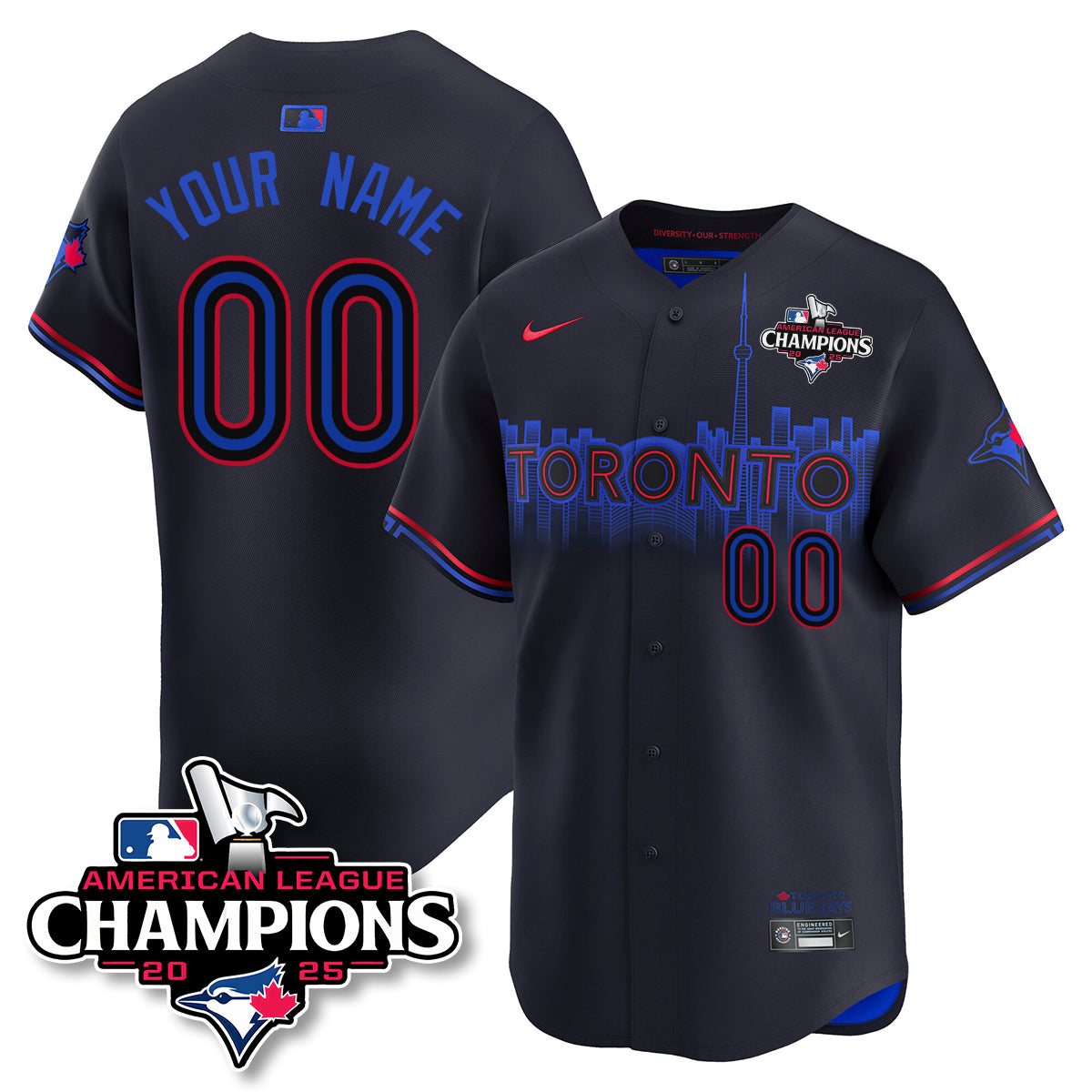Toronto Blue Jays 2025 American League Champions Jersey - All Stitched