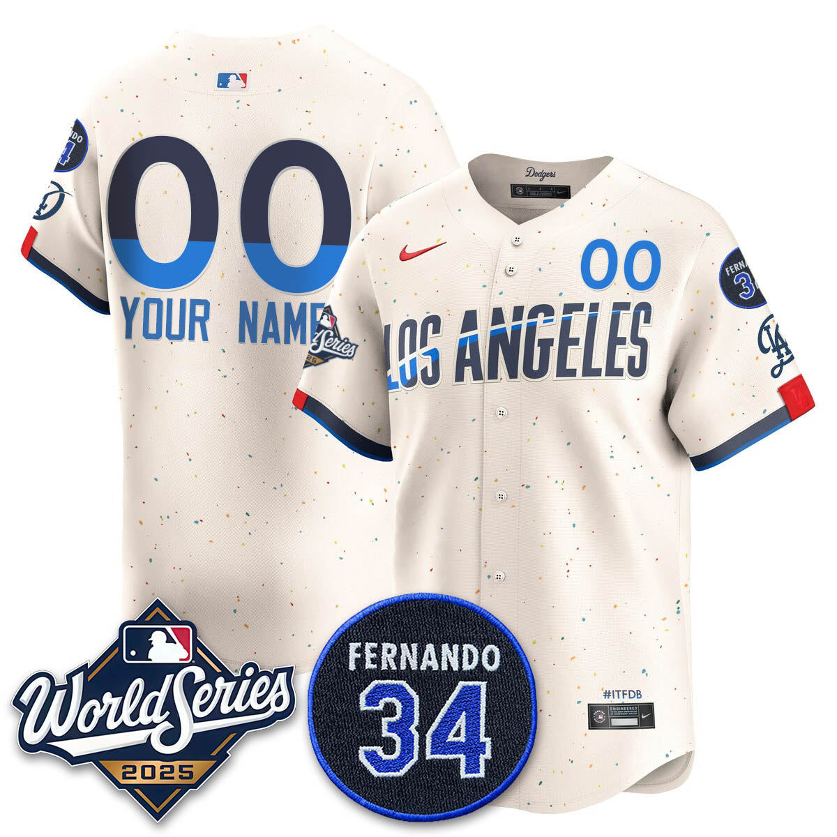 Los Angeles Dodgers 2025 National League Champions Jersey - All Stitched