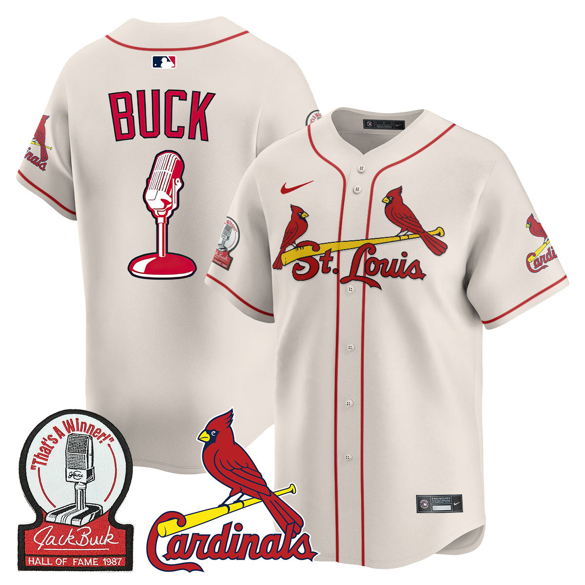 St. Louis Cardinals Jack Buck Limited Jersey - All Stitched
