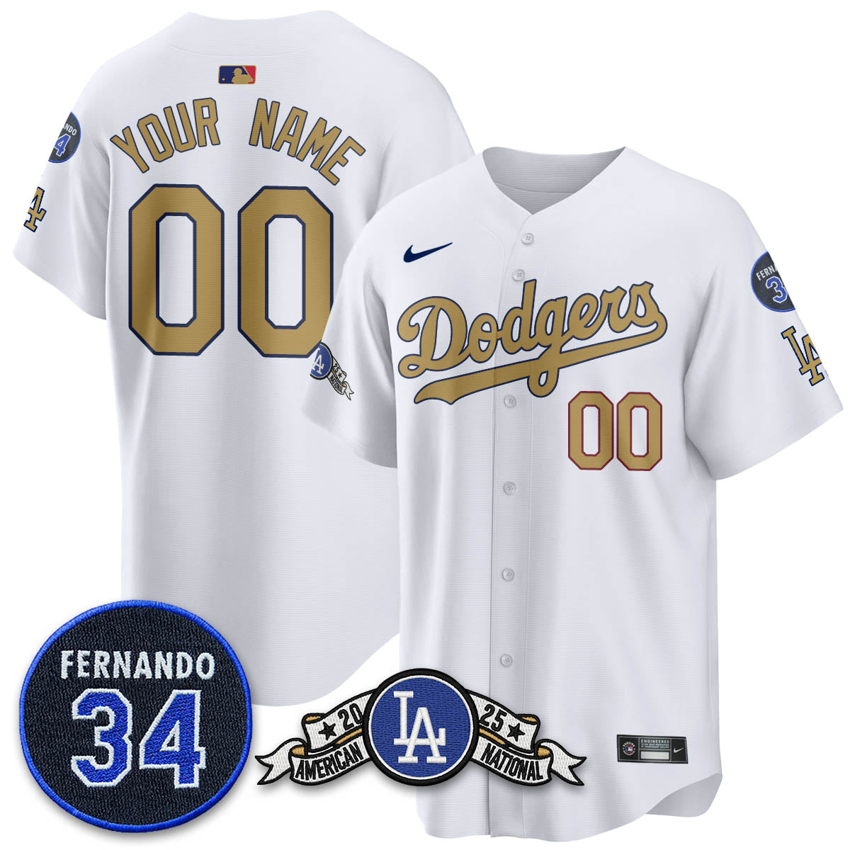Los Angeles Dodgers 2025 National League Champions Custom Jersey - All Stitched