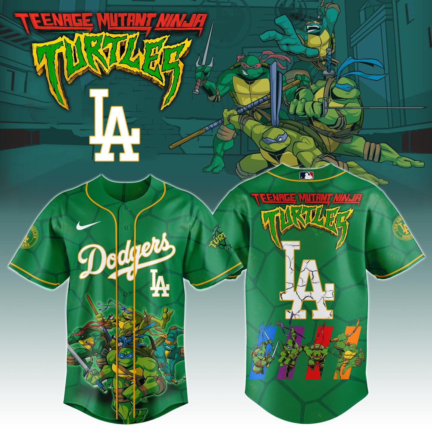 . Los Angeles Dodgers x Ninja Turtles Night Game Limited Edition Jersey 2025