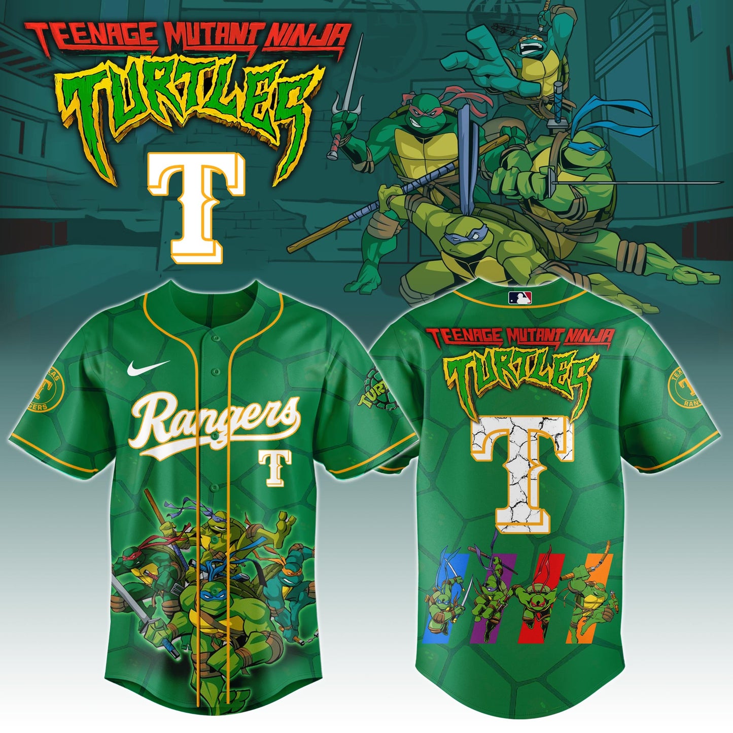 . Texas Rangers x Ninja Turtles Night Game Limited Edition Jersey 2025