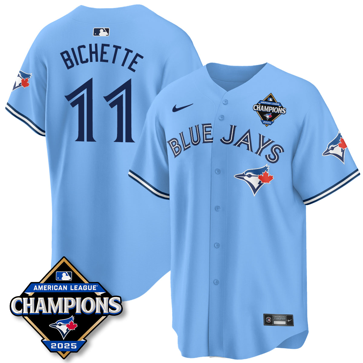Toronto Blue Jays 2025 American League Champions Jersey - All Stitched