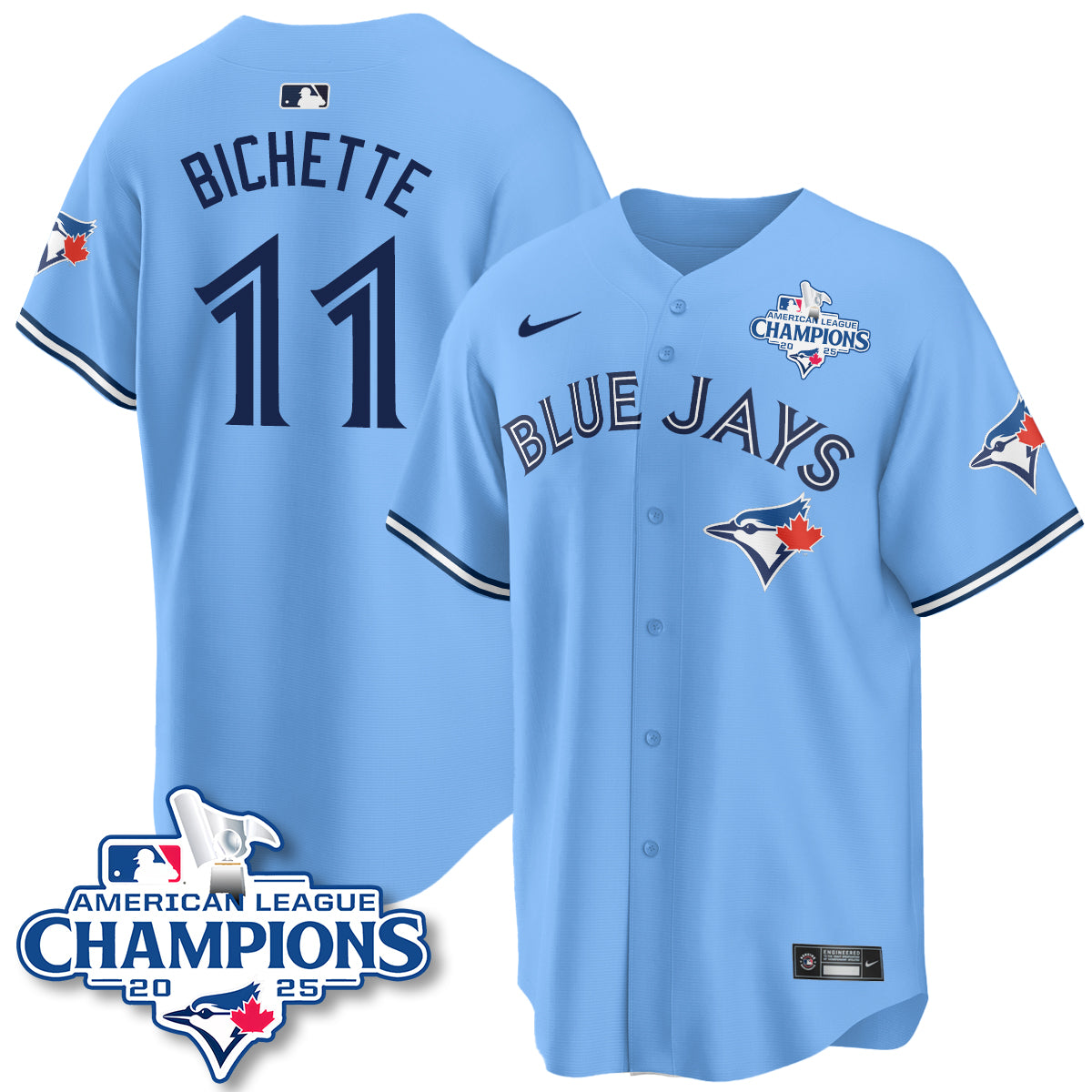 Toronto Blue Jays 2025 American League Champions Jersey - All Stitched