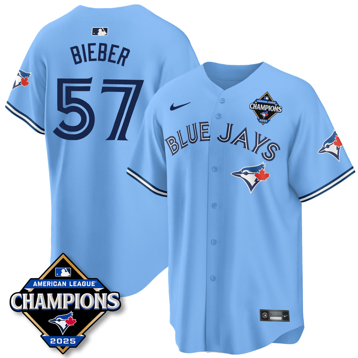 Toronto Blue Jays 2025 American League Champions Jersey - All Stitched