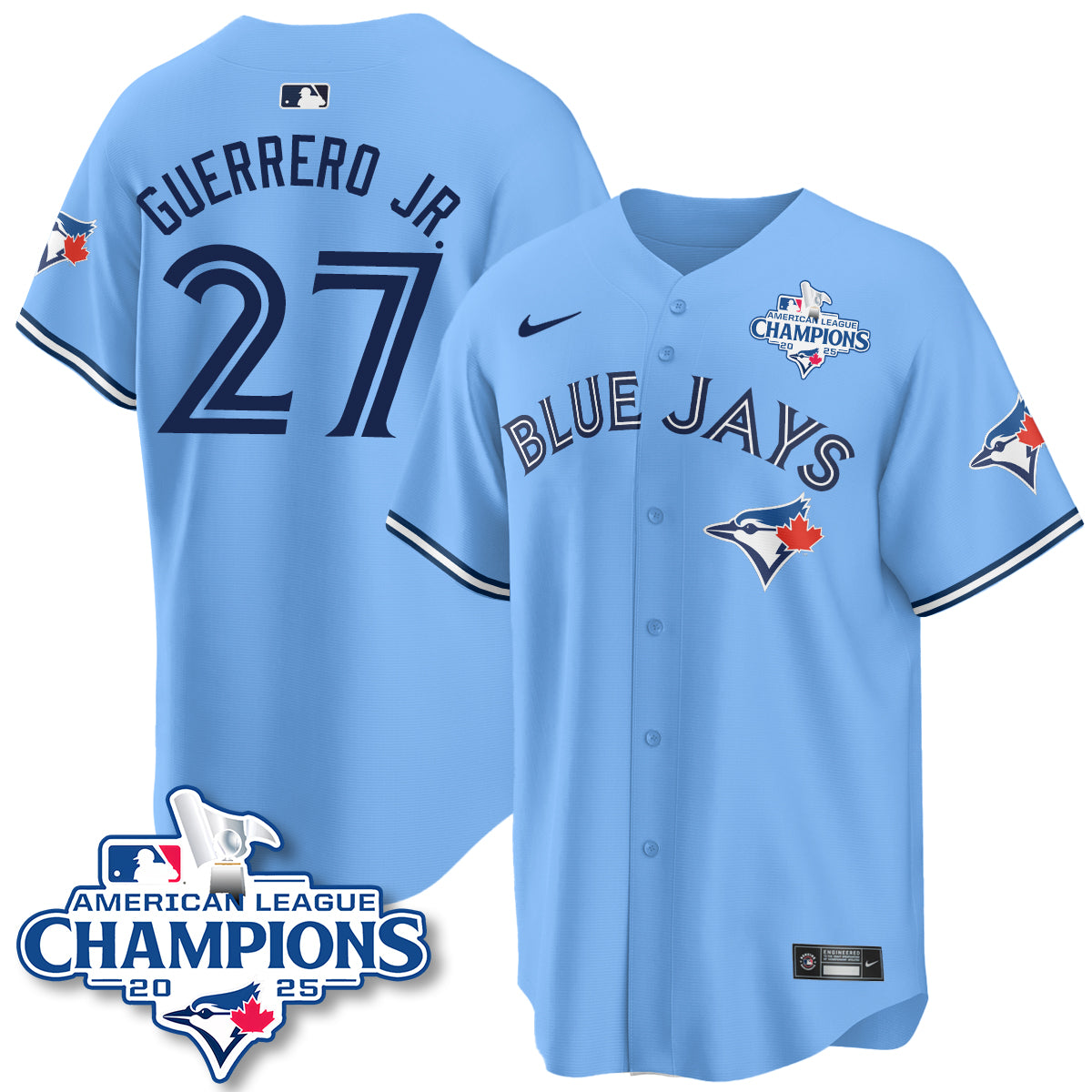 Toronto Blue Jays 2025 American League Champions Jersey - All Stitched