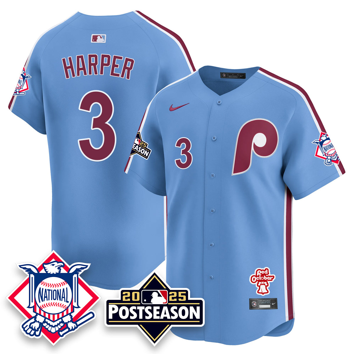 Philadelphia Phillies 2025 Postseason Jersey - All Stitched