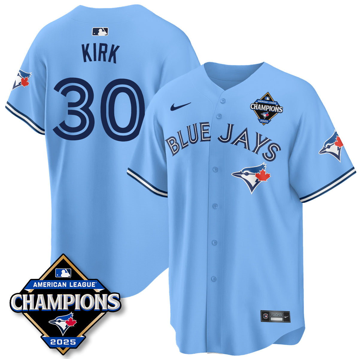 Toronto Blue Jays 2025 American League Champions Jersey - All Stitched