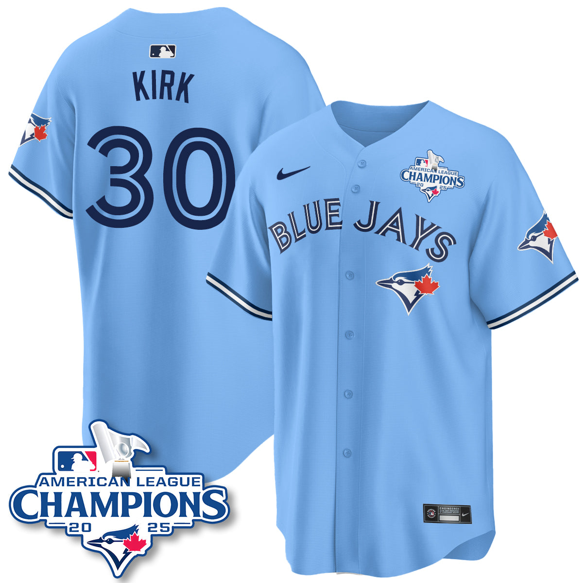 Toronto Blue Jays 2025 American League Champions Jersey - All Stitched