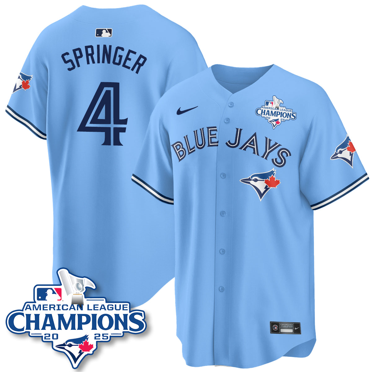 Toronto Blue Jays 2025 American League Champions Jersey - All Stitched