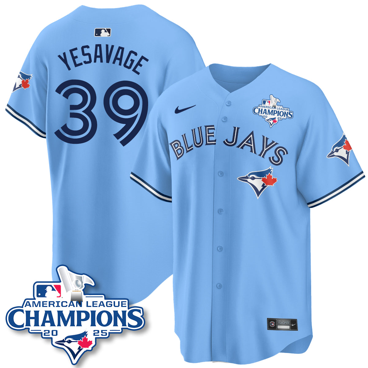 Toronto Blue Jays 2025 American League Champions Jersey - All Stitched