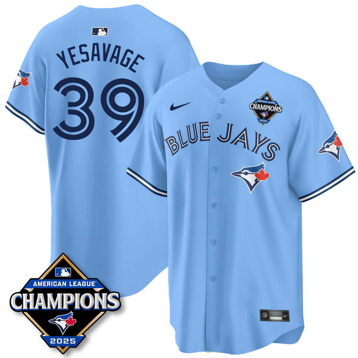 Toronto Blue Jays 2025 American League Champions Jersey - All Stitched