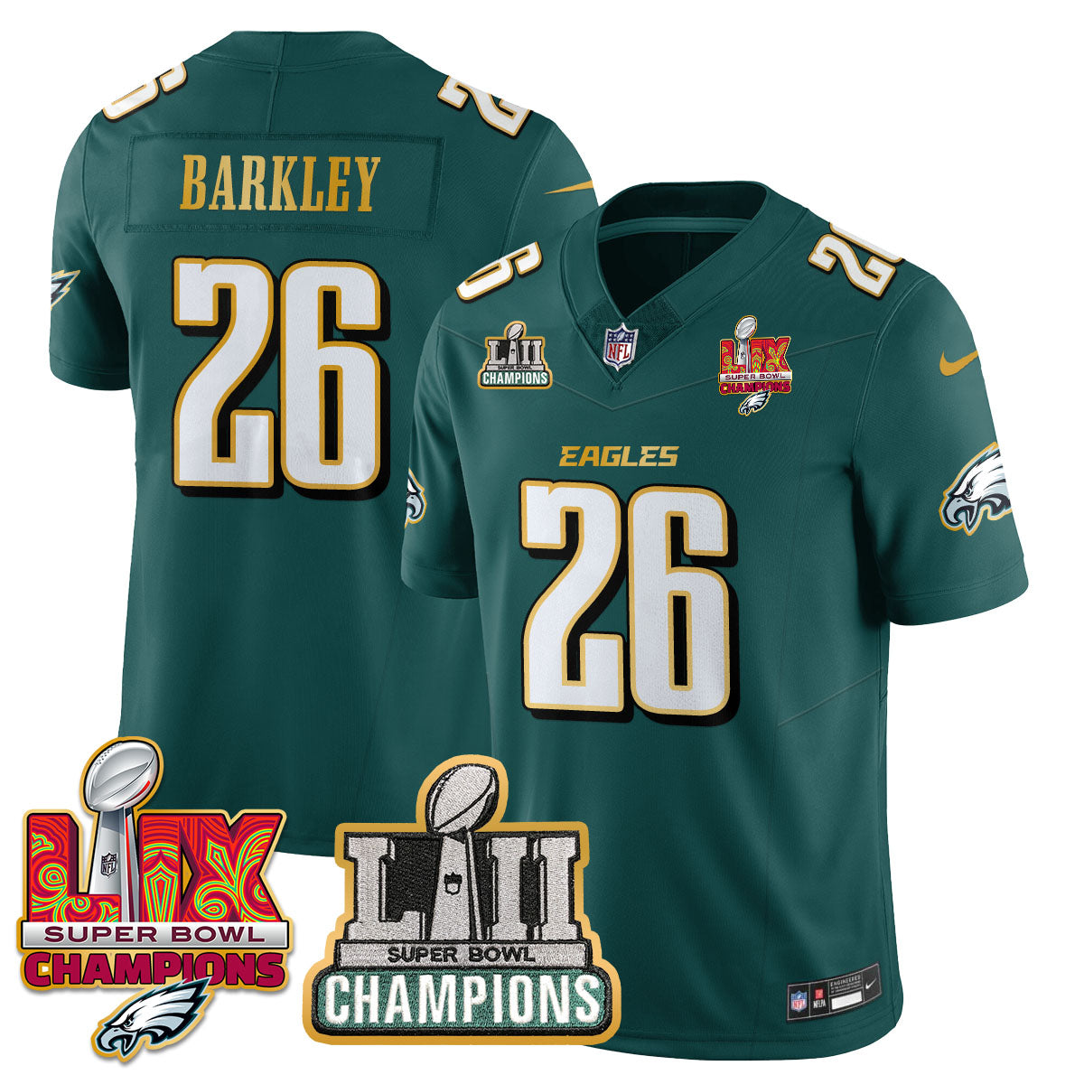 PHI LII-LIX Super Bowl Champions Vapor Limited Gold Jersey - All Stitched