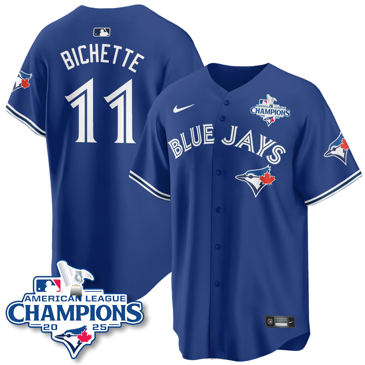 Toronto Blue Jays 2025 American League Champions Jersey - All Stitched