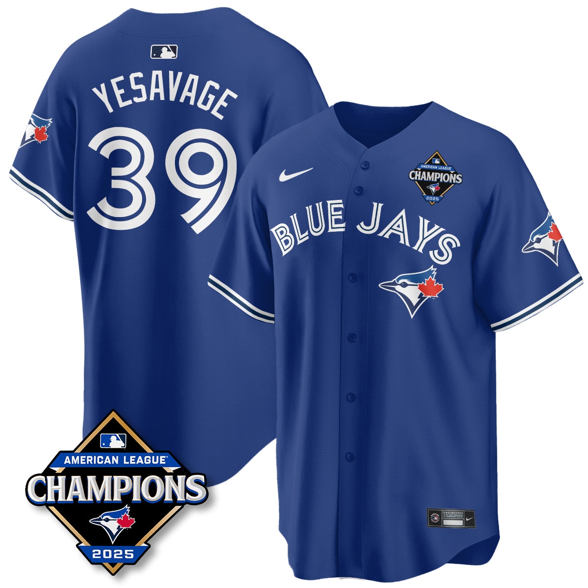 Toronto Blue Jays 2025 American League Champions Jersey - All Stitched