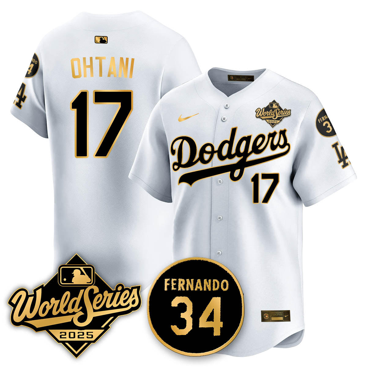 Los Angeles Dodgers 2025 National League Champions Jersey - All Stitched