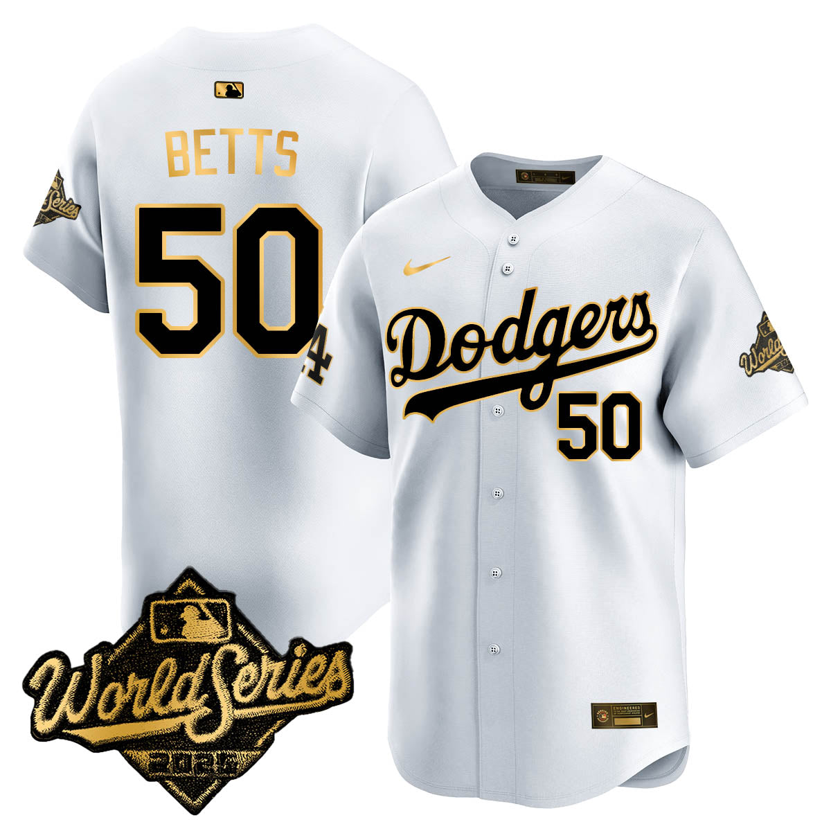 Los Angeles Dodgers 2025 World Series Gold Jersey - All Stitched